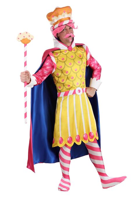 PRICES MAY VARY. Polyester,Satin Size: Small 100% polyester Satin tunic has all over graphics, zipper down center back Tunic has fiber filled shoulder detail and sleeve cuffs Satin cape with foam collar has hook and loop fastener to secure on neck Step into a world of adventure and imagination with our King Kandy Candy Land Costume for Men! Whether you're an adventurer at heart, or just looking for a unique outfit for a special occasion, this stunningly detailed costume is sure to make an impact Candyland Outfit, Candyland Costume, Candy Land Costumes, Queen Frostine, King Candy, Satin Tunic, Fun Costumes, Costume For Men, Candy Costumes