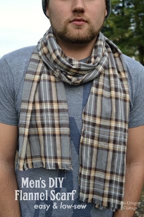 This easy, low-sew men's DIY flannel scarf - and Old Navy knockoff - uses only a straight stitch and comes in at under $1.50 each! Flannel Scarf Diy, Scarf Sewing Pattern, Sewing Scarves, Flannel Scarf, Sewing Men, Flannel Scarves, Patchwork Scarf, Fleece Scarf, Diy Scarf