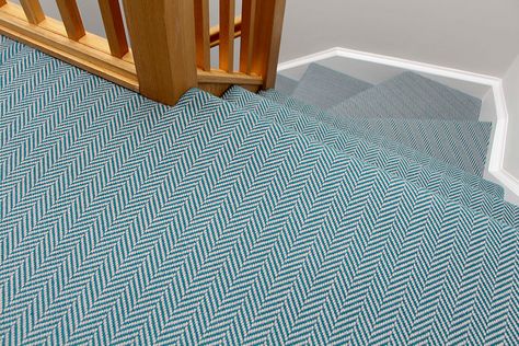 Herringbone Flatweave Teal Herringbone Stair Runner, Flat Weave Carpet, Plush Carpet, Stair Runners, Types Of Carpet, Knotted Carpet, Stair Runner, Traditional Interior, Classic Pattern