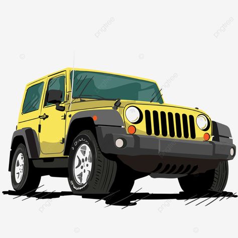 Jeep Cartoon, Car Wrangler, Jeep Illustration, Jeep Png, Silver Jeep, Wrangler Car, 2000 Jeep Wrangler, Yellow Jeep, 3d Paintings