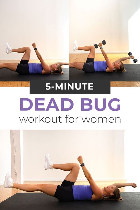 The Dead Bug Exercise is the one of the most popular ab exercises of the year. This core move went viral as an effective way to strengthen ab muscles (spoiler: it works better than crunches or planks). Read on to find everything you need to know about the dead bug exercise, including how to do it with proper form, benefits and variations. Dead Bug Exercise, Ab Muscles, Nourish Move Love, Core Strengthening Exercises, Workout For Women, Ab Exercises, Abs Workout Routines, Strengthening Exercises, Benefits Of Exercise