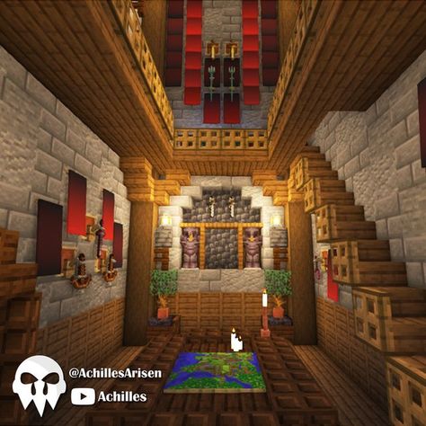 Minecraft Medieval House, Minecraft Castle Designs, Minecraft Underground, Interior Minecraft, Minecraft Interior, Minecraft Interior Design, Minecraft House Plans, Easy Minecraft Houses, Minecraft Castle