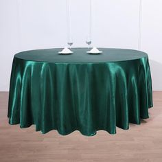 120" Hunter Green Satin Round Tablecloth 120 Round Tablecloth, Verde Smeraldo, Table Overlays, Flower Panels, Wedding Party Table, Photography Decor, Party Table Cloth, Round Table Top, Tablecloth Sizes