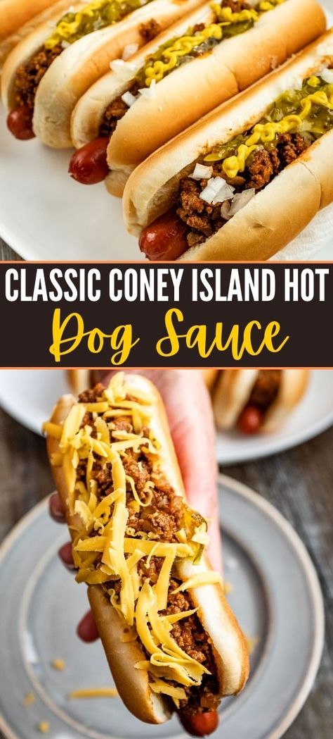 Homemade Coney Island Hot Dog Sauce Recipe Coney Island Hot Dog Sauce Recipe, Coney Island Hot Dog Sauce, Chili Dog Sauce Recipe, Coney Dog Sauce, Hot Dog Chili Sauce Recipe, Chili Dog Chili Recipe, Hot Dog Sauce Recipe, Coney Island Hot Dog, Coney Sauce