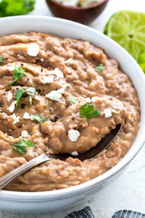 Easy Refried Beans, Canned Refried Beans, Mexican Refried Beans, Dry Beans Recipe, Make Refried Beans, Homemade Refried Beans, Refried Beans Recipe, Mexican Cooking, Beans Recipe