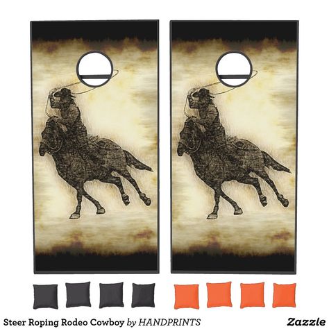 Cowboy Corn, Football Cornhole Boards, Cornhole Designs, Horses Theme, Horse Artwork, Corn Hole Game, Corn Hole, Rodeo Cowboy, Cornhole Set