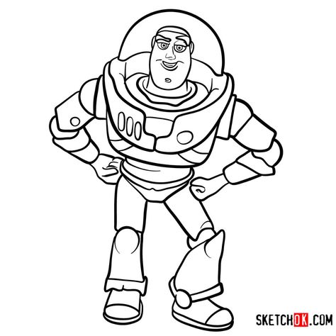 How to draw Buzz Lightyear | Toy Story - Step by step drawing tutorials Buzzlight Year Drawings, Woody Toy Story Drawing, Buzz Drawing, Gangster Drawings, Toy Story Coloring Pages, Disney Characters Christmas, Giant Canvas, Disney Drawings Sketches, Story Animated