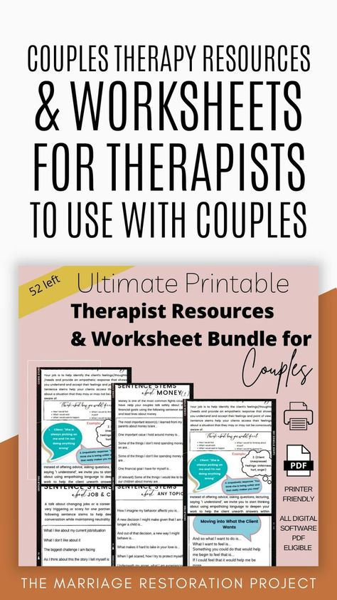 Therapists and coaches can use these counseling printables and therapy resources by the Marriage Restoration Project as a tool in their client wellness plan to deepen their therapy experience and help clients identify emotions and feelings. Primarily to use with couples, therapists can use these psycho-education handouts and exercises as a therapy resource for deepening conversations with their clients. Couples Counseling Worksheets, Therapy Handouts, Counseling Printables, Couples Therapy Exercises, Identify Emotions, Relationship Worksheets, Printables Ideas, Marriage Restoration, Counseling Worksheets