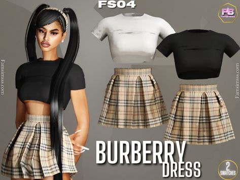 Sims 4 Burberry, Sims 4 Urban, Sims Accessories, Sims 4 Cc Clothes, Sims 4 Black Hair, Cc Furniture, Pelo Sims, Free Sims 4, Burberry Dress