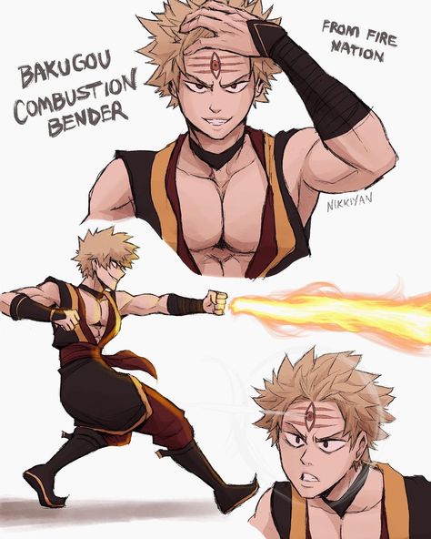 Nikkiyan on Instagram: “BNHA x Avatar Now Bakugou, a combustionbender from Fire Nation! 🔥💥 #bakugoukatsuki #avatarau #bnha” Items As Humans, Hairstyles For Characters, Crossover Art, Image Spiderman, Avatar Zuko, Avatar The Last Airbender Funny, Avatar Funny, The Last Avatar, Avatar Cartoon