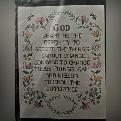 The Serenity Prayer Is Based On Four Main Virtues: 1. Serenity 2. Acceptance 3. Courage 4. Wisdom Unopened Cross-Stitch Sampler 100% Belgian Linen Stamped For Easy To Do Cross-Stitch Size 16 X 20” Cotton Floss And Instructions Included Smoke Free Home American Theologian Reinhold Niebuhr Is Attributed As The Author Of “The Serenity Prayer.” Serenity Prayer Cross Stitch, Christian Cross Stitch Patterns Free, Christian Cross Stitch Patterns, Reinhold Niebuhr, The Serenity Prayer, Christian Cross Stitch, Stitch Sampler, Serenity Prayer, Cross Stitch Samplers