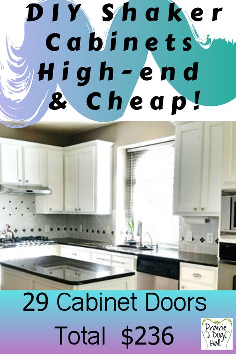 DIY Outdated Cabinets to Shaker Cheap! 29 Doors Updated for $236.64! Step-by-Step Simple Kitchen Cabinet Doors, Cathedral Cabinet Doors Makeover, Diy Cabinet Doors Makeover, Cheap Cabinet Doors, Outdated Cabinets, Flat Kitchen Cabinets, Diy Shaker Cabinet Doors, Slim Shaker Cabinet, Diy Shaker Cabinets