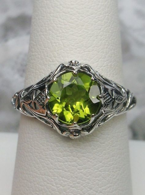 Peridot Ring/ Solid Sterling Silver/ 2ct Simulated Or Natural Green Peridot Victorian Floral Daisy Filigree [Custom Made] Design#66 by SilverEmbraceJewelry on Etsy Daisy Ring, Peridot Stone, Victorian Rings, Sterling Jewelry, Peridot Ring, Sterling Silver Filigree, Peridot Gemstone, Green Peridot, Filigree Ring