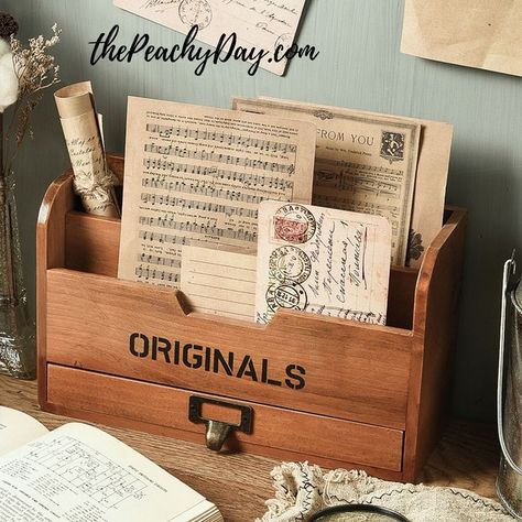 vintage wooden mails Organizer Desk files Organizer Desktop Drawer Organizer Tabletop Storage Cabinet Organization Box with Drawers for Makeup Home Office Supplies Wood Storage Rack, Wooden Desk Organizer, Letter Rack, Wooden Organizer, Office Desktop, File Storage, Home Decor Online, Wooden Desk, Vintage Lettering