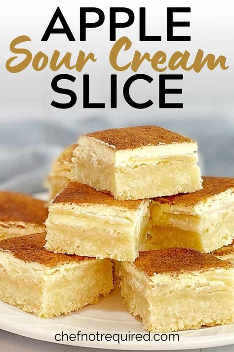 Apple Sour Cream Slice, Nutella Slice, Australian Childhood, Healthy Sour Cream, Apple Slice Recipe, Nutella Lover, Rice Bubbles, Apple Slice, Sour Cream Recipes