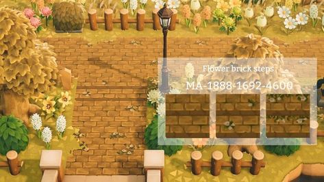 Cottagecore Animal Crossing, Brick Steps, Brick Path, Animal Crossing Qr Codes Clothes, Path Design, Stone Path, Island 2, New Animal Crossing, Forest Theme