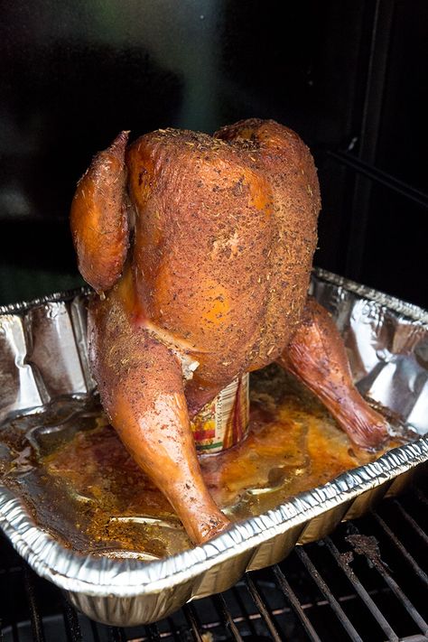 If you are looking for the best beer can chicken recipe out there, this is it. This mesquite smoked chicken is absolutely fabulous! Smoked Beer Can Turkey, Beer Can Turkey In Smoker, Smoked Beer Can Chicken Electric Smoker, Traeger Beer Can Chicken, Fire Meals, Smoked Beer Can Chicken, Curing Meat, Smoked Chicken Recipes, Smoked Whole Chicken