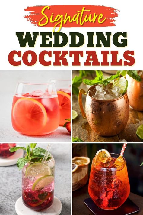 Fall Wedding Cocktails Signature Drinks, Signature Wedding Drinks Fall, Wedding Cocktails Recipes, Mulled White Wine, Wedding Signature Cocktails, Cheap Cocktails, Dark Liquor, Best Signature, Signature Cocktails Wedding