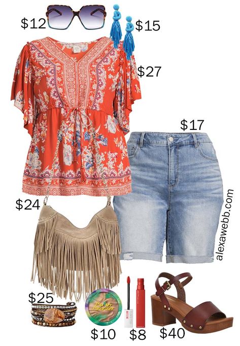 Plus Size on a Budget - Boho Summer Outfit - Alexa Webb Plus Size On A Budget, Boho Summer Outfit, Alexa Webb, Plus Size Summer Casual, Plus Size Summer Fashion, Plus Size Boho, Summer Outfits Women Over 40, Boho Summer Outfits, Plus Size Summer Outfits