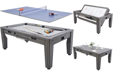 Pool Table Dimensions, Dining Room Pool Table, Basement Game Room Ideas, Pool Table Dining Table, Multi Game Table, Garage Game Rooms, Table Tennis Table, Hockey Table, Air Hockey Table