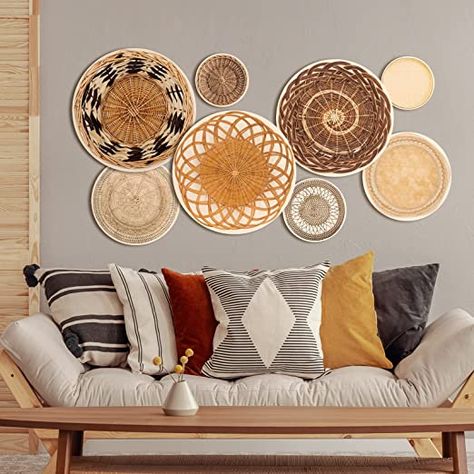 9 Pcs Boho Basket Wall Decals Round Modern Peel and Stick Wall Decals Removable Boho Wall Decal Adhesive Boho Nursery Wall Decor for Bedroom Living Room Office Wall, Just Stickers (Classic) (Classic) Stairs Laundry, Boho Nursery Wall Decor, Peel And Stick Wall Decals, Laundry Kitchen, Modern Wall Decals, Boho Lounge, Boho Basket, Wall Decals For Bedroom, Cabinets Drawers