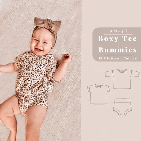 Bummies for baby sewing pattern, Baby sewing pattern, Baby bummie outfit pattern, Baby bummies pattern, Bummie outfit pattern, Bummy pattern Boxy Tee Pattern, Boxy Tshirt, Sewing Machine Projects, Free Standing Lace, Embroidery Download, Baby Sewing Projects, Baby Sewing Patterns, Tees Pattern, Diy Sewing Pattern