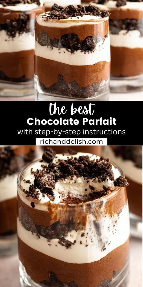 Chocolate Parfait Recipes, Quick And Easy Desserts, Chocolate Parfait, Takken Decor, Dessert Cups Recipes, Mini Dessert Cups, Parfait Desserts, Parfait Recipes, Mousse Dessert