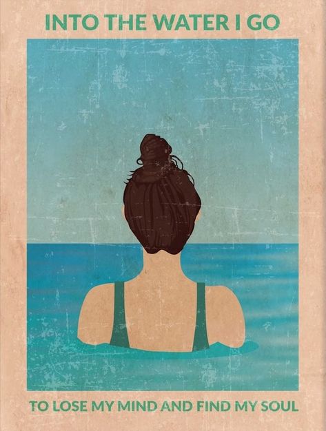 Swimming Posters, Into The Water, Blue Poster, Water Me, Zodiac Art, Peach Orange, Large Canvas Prints, Lose My Mind, Big Canvas Art