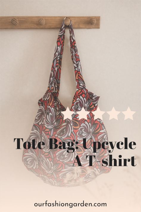 How to upcycle a used T-shirt into a cute tote bag. Bag Upcycle, Upcycle Shirt, Tshirt Bag, Leftover Fabric, Cute Tote Bags, Old T Shirts, Easy Sewing Projects, Sewing Tools, Clothes Ideas