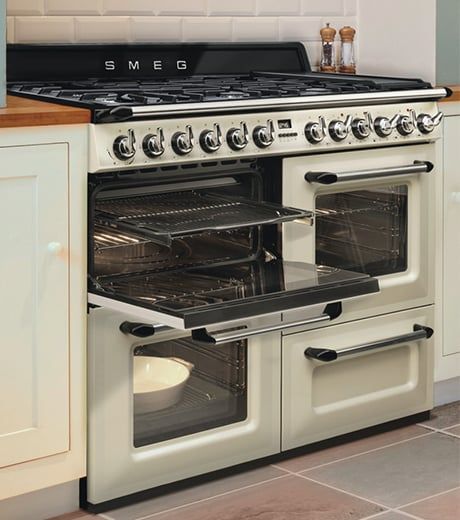 Smeg Victoria, Smeg Range, Gas Ovens, Hood Range, Double Oven Kitchen, Smeg Kitchen, Range Cookers, Range Oven, Cooking Range