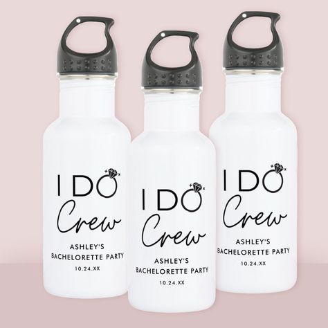 Bridal Party Bachelorette, I Do Crew, Cheer Party, Bridal Favors, Bachelorette Favors, Water Party, Party Bachelorette, Bride Squad, Custom Water Bottles