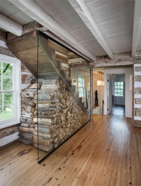 Dröm Hus Planer, Koti Diy, Fire Wood, Cottage Renovation, Farm Cottage, Glass Walls, Buy Wood, Under Stairs, Garden Cottage