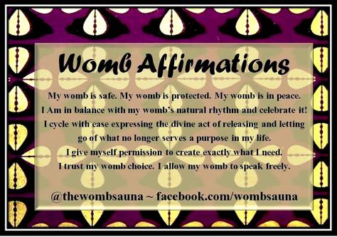 Take time to affirm your womb! Womb Healing For Women Affirmations, Menstruation Affirmations, Womb Cleansing Remedies, Womb Healing Affirmations, Prenatal Affirmations, Womb Affirmations, Womb Meditation, Womb Healing For Women, Womb Cleansing