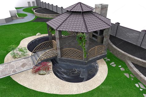 Dragons Lair, Koi Pond Design, Gazebo Plans, Garden Pond Design, Outdoor Trellis, Wooden Gazebo, Natural Pond, Garden Entrance, Lan Can