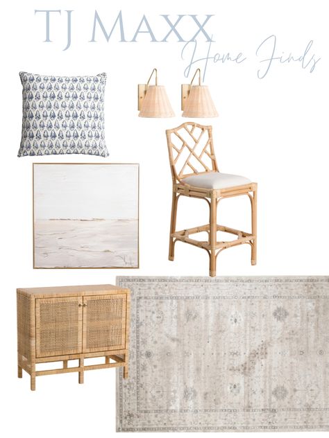 Lillian August Counter Stools, Coastal Grand Millennial, Chinoiserie Modern, Tj Maxx Finds, Rattan Counter Stools, Lillian August, Grand Millennial, Lighting Bedroom, Media Cabinet