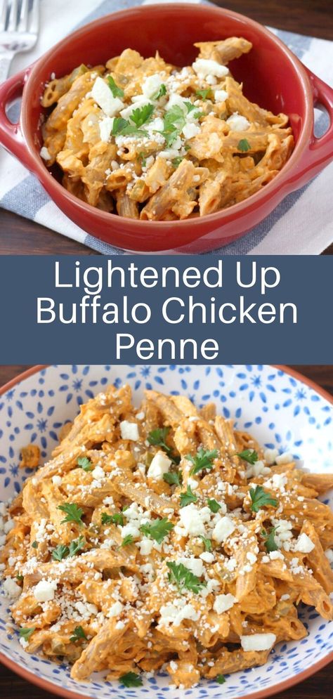 Buffalo Chicken Pasta Healthy, Pasta With Yogurt, Buffalo Pasta, Chicken Penne Recipes, Weight Watchers Pasta Recipes, Greek Yogurt Pasta, Buffalo Ranch Chicken, Penne Pasta Recipes, Chicken Ranch Pasta