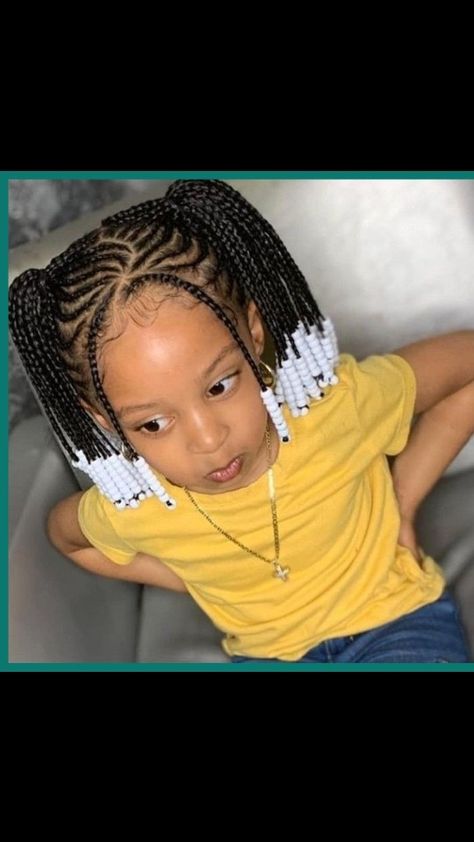 Kids Braids With Beads, Toddler Braided Hairstyles, Toddler Braids, Trendy We Fryzurach, Black Kids Braids Hairstyles, Cabello Afro Natural, Lil Girl Hairstyles, Kid Braid Styles, Afrikaanse Mode