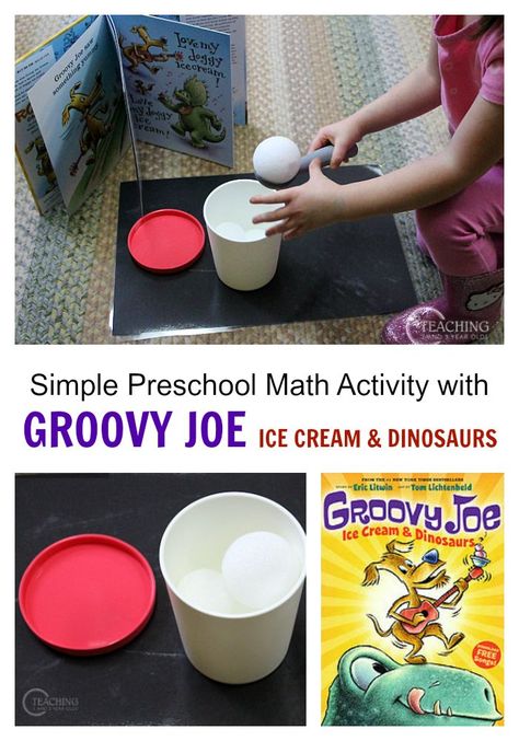 Pete the Cat author, Eric Litwin, has a new book out called Groovy Joe Ice Cream and Dinosaurs. Come see our math activity relating to it! Measurement Kindergarten, Dinosaur Activities Preschool, Literacy Activities Preschool, Preschool Counting, Math Activities For Kids, Dinosaur Activities, Preschool Literacy, Math Activity, Pete The Cat