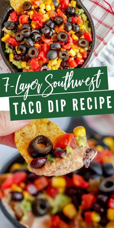 Southwest Taco Dip Recipe without Cilantro! Easy Cream Cheese Dip Recipe for Taco Tuesday or Fajita Friday! Easy Dip Recipe with all of your favorite toppings! This 7-Layer Dip Recipes is one of my favorites with a southwest cream cheese base! #lemonpeony #taco #dip #recipe Easy Cream Cheese Dip, Southwest Tacos, Easy Taco Dip, Amazing Cheesecake, Taco Dip Easy, Dip Recipes Crockpot, Cream Cheese Recipes Dip, Layered Dip Recipes, Taco Dip Recipe