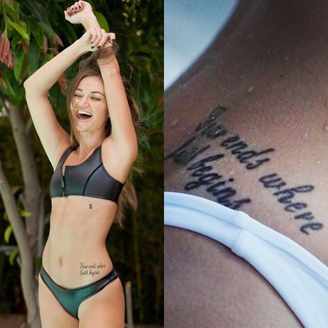 Fear Ends Where Faith Begins, Fear Ends Where Faith Begins Tattoo, Shane Koyczan, Fearless Tattoo, Cursive Tattoo, Erika Costell, A Cursive, Rib Tattoos For Women, Kyra Santoro