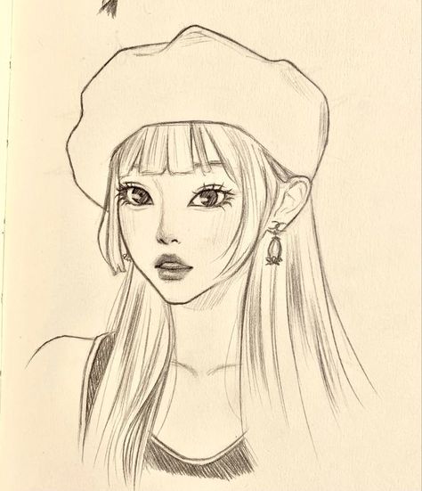 Semi Realistic Kpop Sketch, Haerin Newjeans Drawing, New Jeans Drawing Pencil Kpop, Newjeans Drawing Kpop, Kpop Easy Sketch, Easy Kpop Drawings For Beginners, Haerin Drawing Sketch, New Jeans Drawing Kpop Easy, Kpop Drawing Sketch