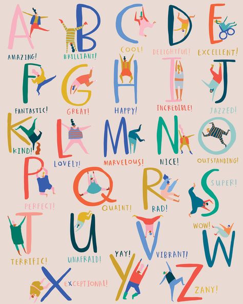 Abc Poster, Artfully Walls, Alphabet Art, Alphabet Print, Alphabet Illustration, The Alphabet, Letters And Numbers, Hand Lettering, Feel Good