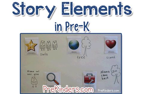 Story Elements in Pre-K Teaching Reading Skills, Prek Literacy, Play Dough Mats, Early Childhood Literacy, Dough Mats, Classroom Anchor Charts, Kindergarten Language Arts, Story Activities, Preschool Literacy