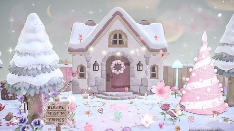 Animal Crossing New Horizons on Instagram: “Cute winter home💖✨ Credit to @blushfaiiry” Acnh Winter Codes, Acnh Winter, Hot Chocolate With Marshmallows, Chocolate With Marshmallows, Nintendo Switch Animal Crossing, Ac Ideas, Pink Island, Animal Crossing Qr Codes Clothes, Animal Crossing Wild World