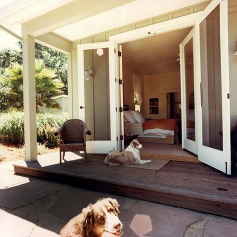 Enclosing a porch for sleeping space is much easier with a sound roof in place. With the roof framing intact, the rest of the construction is similar to any other addition... Porch Off Bedroom, Three Season Porch, Porch Styles, Building A Porch, Porch Posts, Porch Roof, Home Improvement Loans, French Doors Patio, Porch Flooring