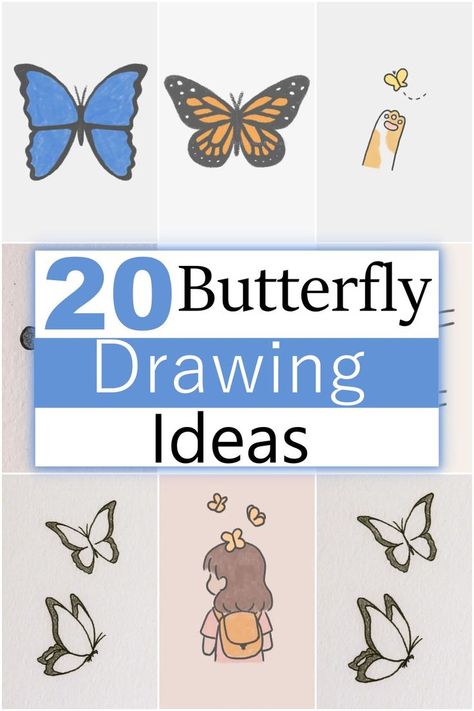 The possibilities are endless when drawing butterflies, so here are 20 butterfly drawing ideas to help you get started. Butterfly Drawing Ideas, Drawing Butterflies, Easy Butterfly Drawing, Drawing Ideas For Kids, Easy Butterfly, Popular Crafts, Unique Drawings, Butterfly Drawing, Guided Drawing