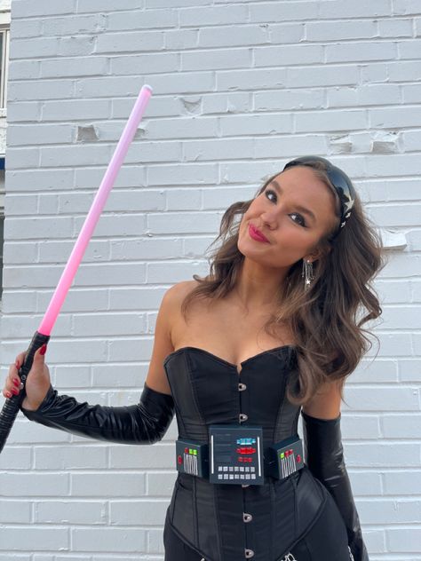 Dark Vader Costume Women, Super Hero Female Costumes, Women’s Darth Vader Costume, Darth Vader Costume For Women, Darth Vader Halloween Costume, Creative Costume Ideas, Darth Vader Costume, Darth Vader Halloween, Badass Halloween Costumes