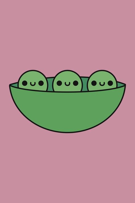 3 Peas In A Pod, Peas In A Pod, Kawaii Food, Cute Kawaii, Cute Characters, Food Design, Peas, Mario Characters, Drinks