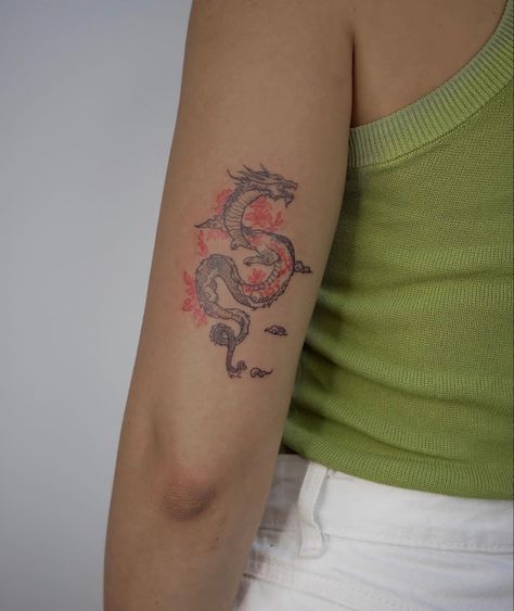 Dragon Lower Arm Tattoo, Roman Numerals Back Tattoo, Minimalist Tattoo On Arm, Dragon Tattoo For Women Arm, Minimalist Dragon Tattoo, Cute Dragon Tattoo, Dragon Tattoo Shoulder, Black Dragon Tattoo, Dragon Tattoo Arm