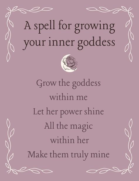 Feminine Spells, Positive Spells, Witchy Affirmations, Self Love Spells, Witch Affirmations, Motivation Spell, Spell Ideas, Simple Spells, Goddess Magick